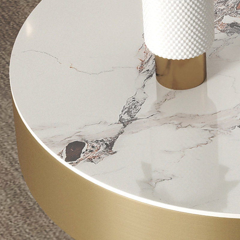 Britni Luxurious Metal Round Storage Slab Nesting Coffee Table