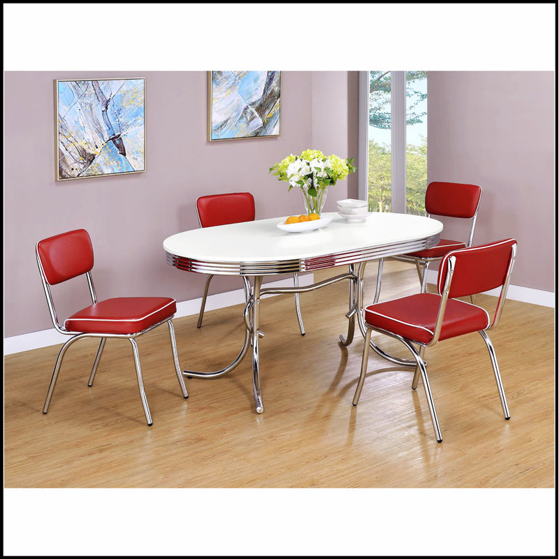 Stylish White and Chrome Oval Dining Table, Perfect for Modern Kitchens and Compact Spaces, Easy to Clean and Maintain.