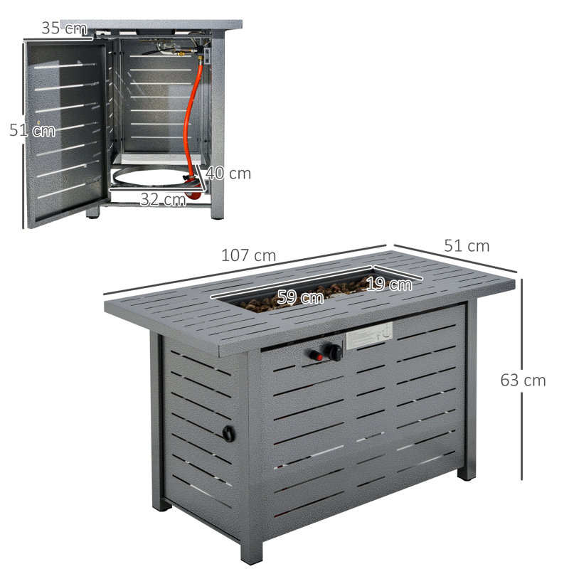 Abrienne Round Iron Natural Gas Smokeless Fire Pit Table