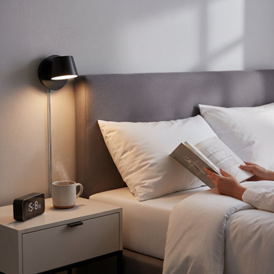 Applique murale à DEL - Luminaire mural moderne réglable, disponible en noir ou blanc, pour la chambre à coucher, le salon, le couloir, le bureau et la table de chevet