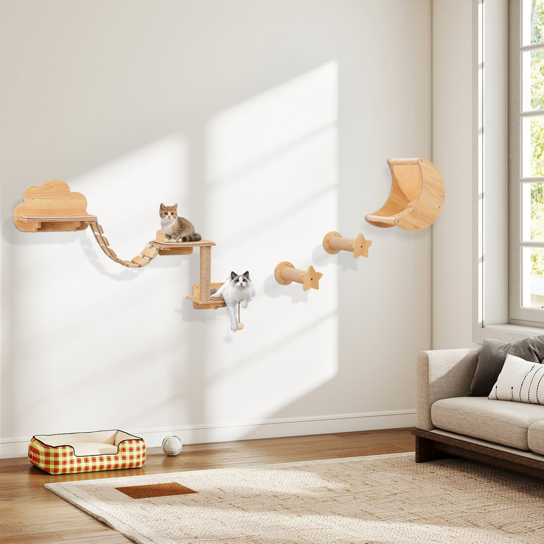 6 Pieces Cat Wall Mounted Shelves DIY Cat Climber Playground
