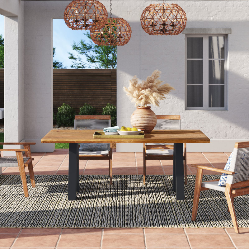 Morrisonville Rectangular Teak Outdoor Dining Table