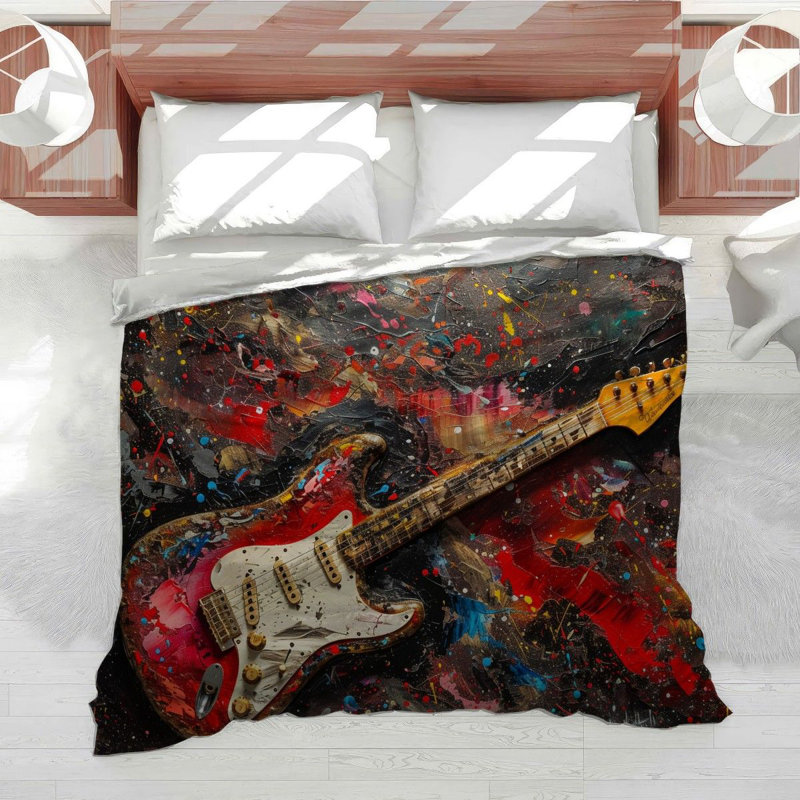 Guitar Music Machine Printed Duvet Cover, Twin