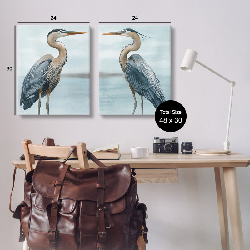 Stupell Industries Detailed Heron Bird Duo 2 Piece Framed Giclee Art Set Design By Grace Popp, H 30 po x l 24 po x P 1,5 po