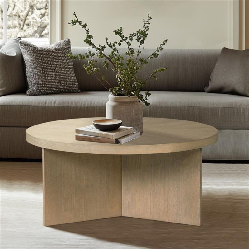 Table basse ronde grège récupéré