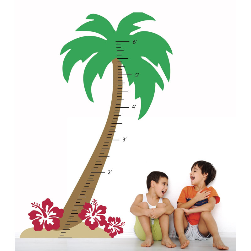 Décalcomanie murale graphique de croissance palm tree, Rouge