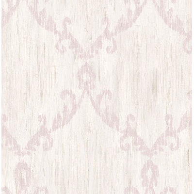 Seabrook Designs Metallic Oat & Lavender Tessie Ogee Faux Unpasted Wallpaper