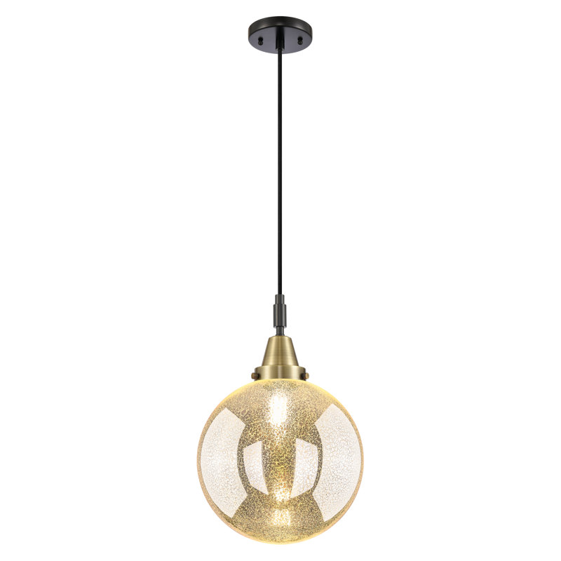 Mini luminaire suspendu à cordon 1 lumière 10 po Downtown Urban - Caden Frederick -, Mercure, Laiton antique noir