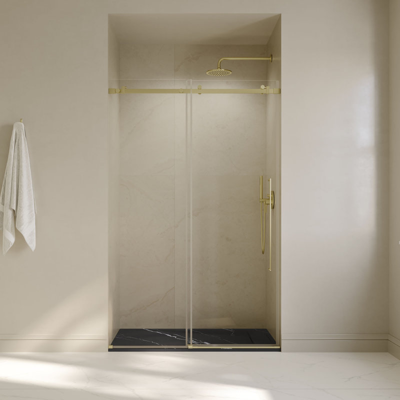 Receveur de douche rectangulaire extra-plat OVE Lenora 122 cm x 81 cm avec bonde latérale dissimulée, noir Carrara