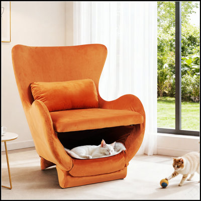 Méridienne en velours moderne 2 en 1 pour animaux de compagnie, fauteuil d'appoint rembourré pour meubles de salon et de bureau