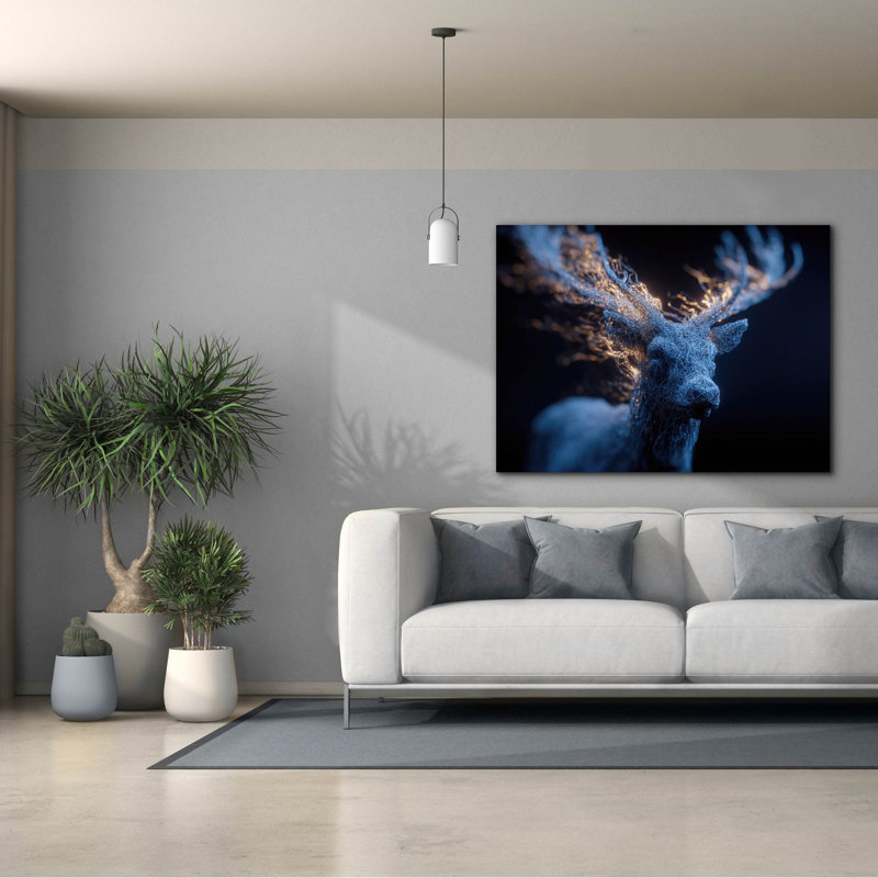  «Majestic Moon Deer. Art mural sur toile 3 pi par Ann Klee, 54 po x 40 po