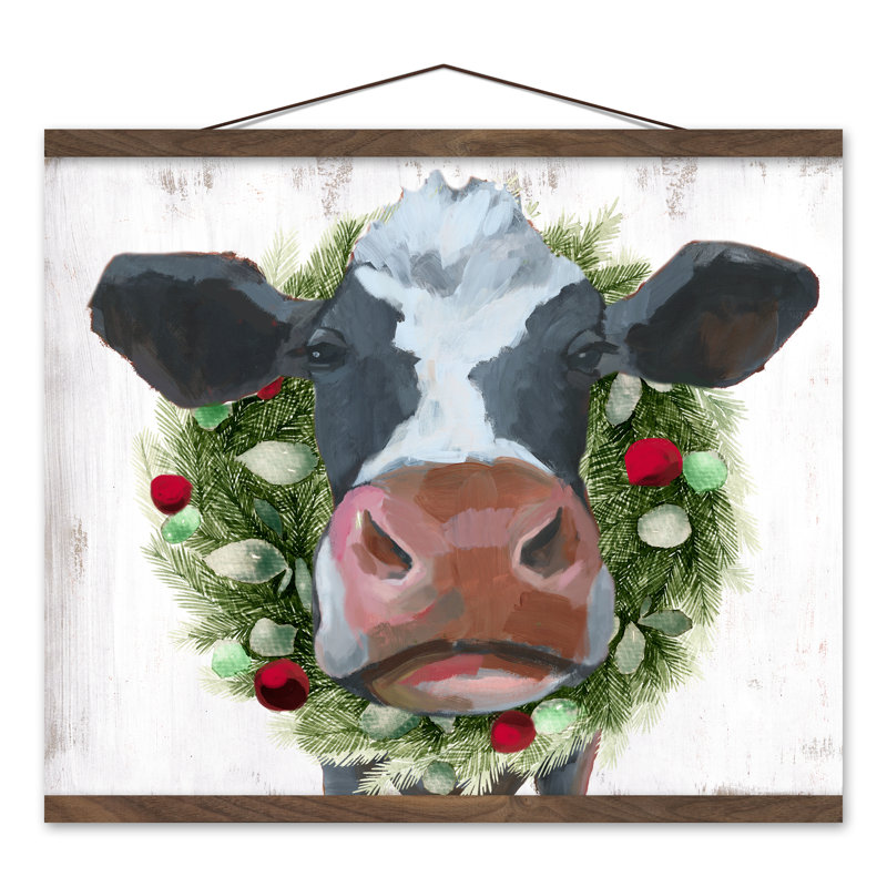 Couronne de vache de Noël - reproduction sur toile sans cadre