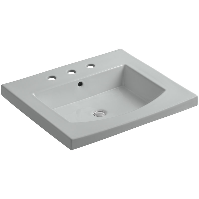Persuade® Curv Ceramic Rectangular Drop-In Bathroom Sink with Overflow, Ice Grey