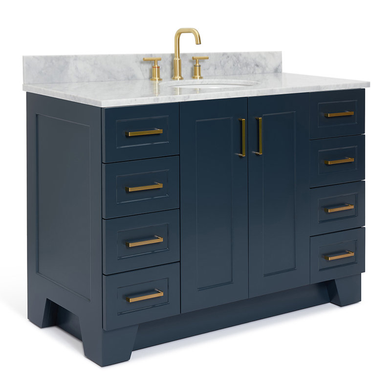 ARIEL TAYLOR 61 IN SINGLE RECTANGLE SINK VANITY, Midnight Blue, 61", Rectangular