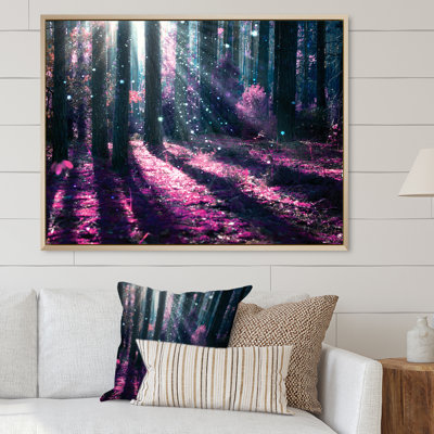 Mystic Purple Forest Sunrise - Art mural sur toile traditionnel