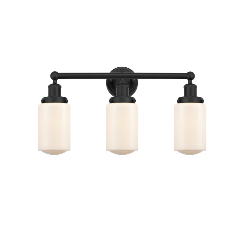 Éclairage pour salle de bain 3 lumières à intensité variable, Blanc mat, Noir mat