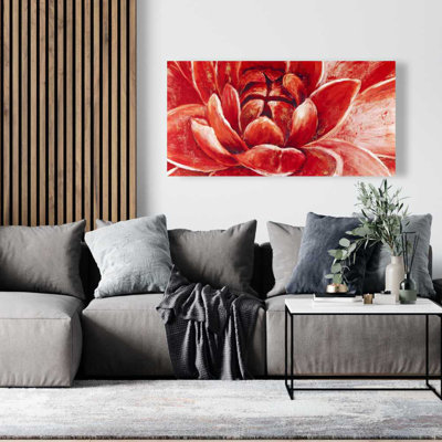 Red Chrysanthemum - Contemporary Red Canvas for Home Decor