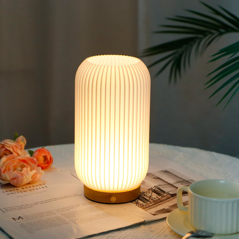 Ebern Designs 3-color Light Source Dimmable Touch Bedside Lamp