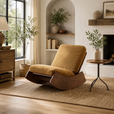 Chaise berçante confortable, fauteuil oscillant rembourré de haute qualité, structure en bois massif, parfaite pour les réglages multiples de la chaise de lecture pour la chambre à coucher et le salon