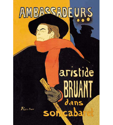 Ambassadeurs: Aristide Bruant Dans Son Cabaret by Henri De Toulouse-Lautrec - Unframed Advertisements