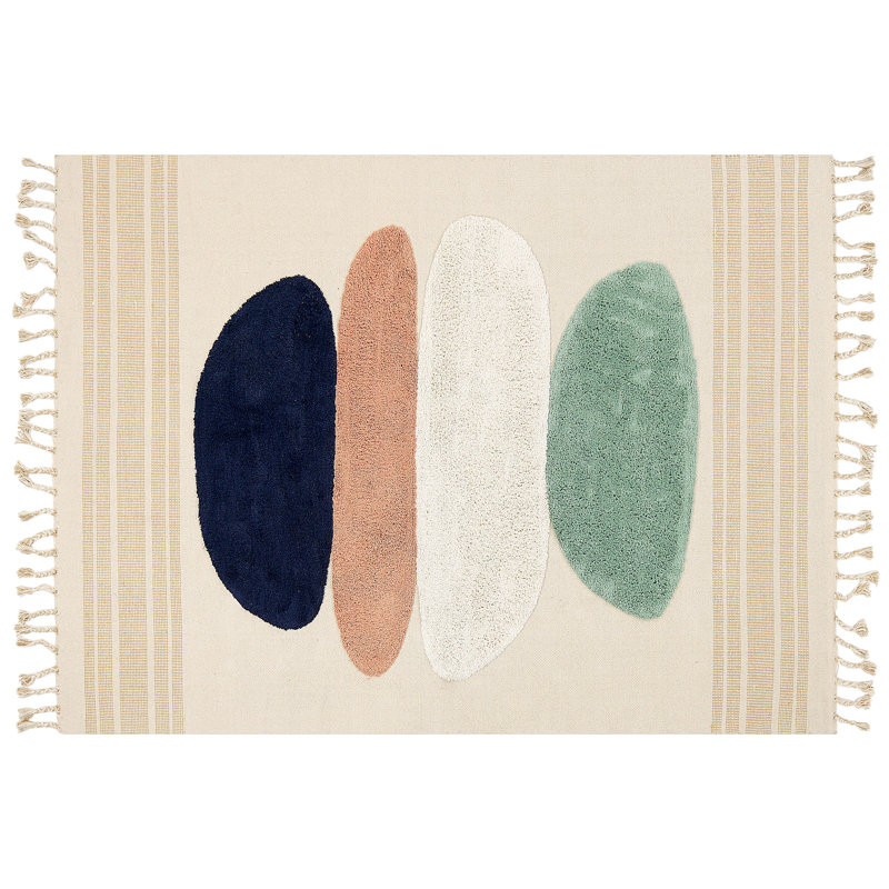 Trina Geometric Cotton Hand Woven Area Rug, Rectangle 200 x 300 cm