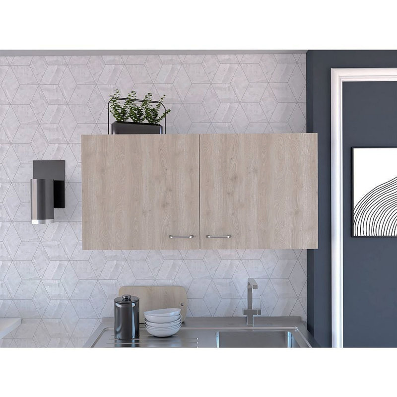 Armoire murale 2 portes 2 compartiments, Gris clair