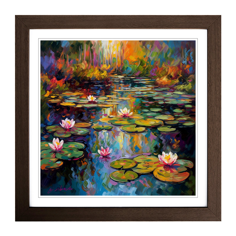 Water Lily Pond Fauvism - Framed Print, Walnut
