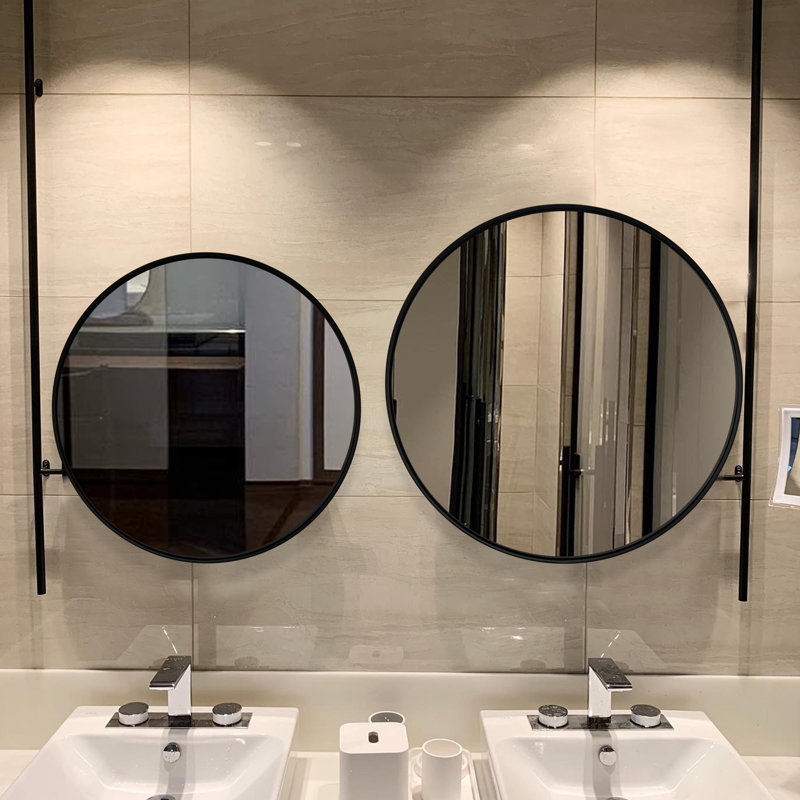 Miroir de salle de bain moderne moderne, Noir, 24" X 24"