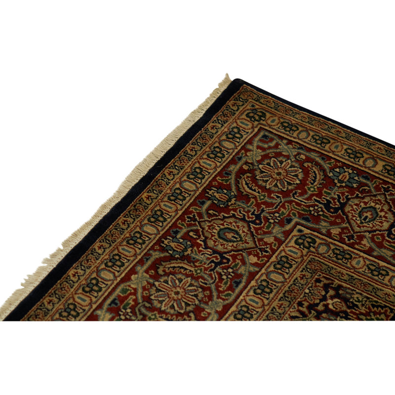 Tapis unique bleu / rouille / brun noué à la main 6 pi x 8 pi 11 po