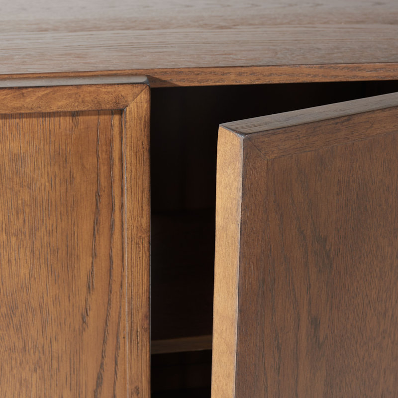 Bronwyn 4 Door Wood Media Stand, Medium Oak