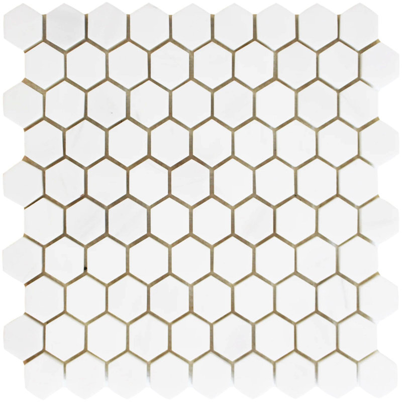 1.25" x 1.25" Marble Honeycomb Mosaic Wall & Floor Tile, Bianco Dolomite