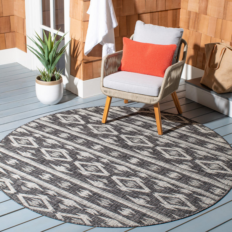 Amarien Southwestern Indoor/Outdoor Area Rug, Round 4'