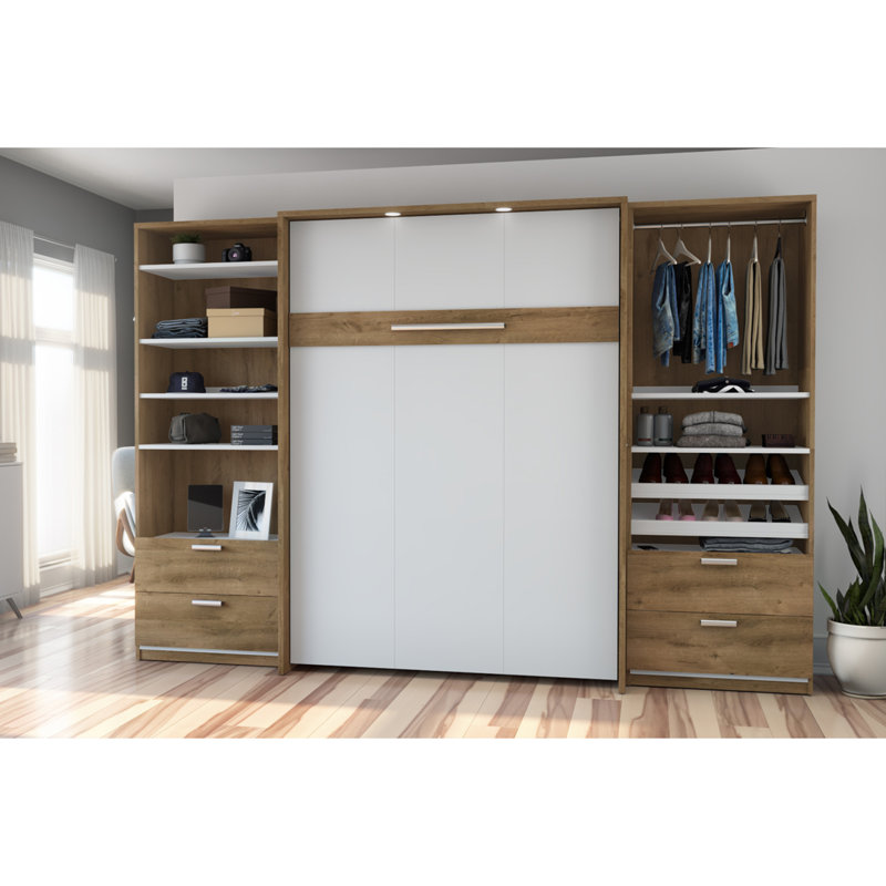 Osterman Murphy Bed, Full, Rustic Brown/White