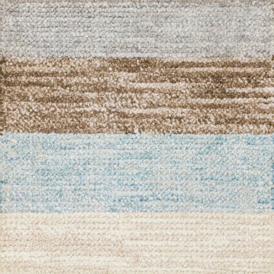 Tapis décoratif gris/bleu noué à la main à rayures carrées Jeffery