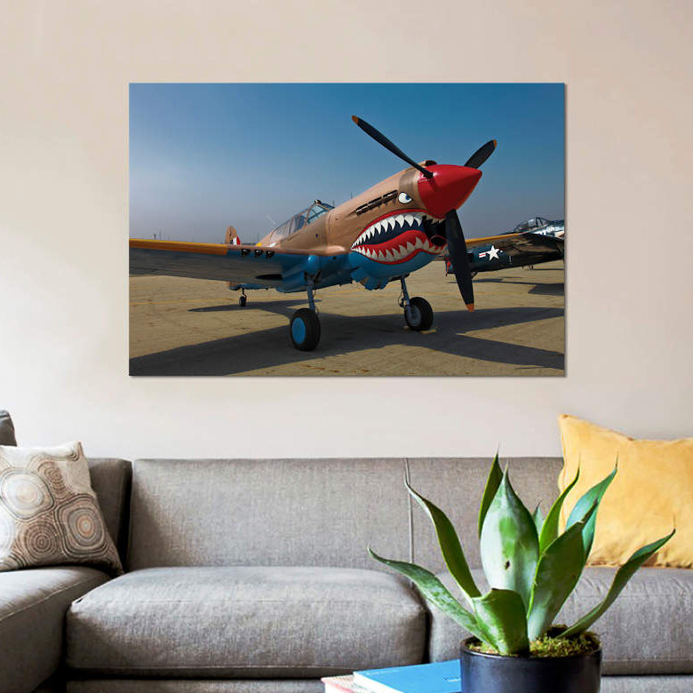 «Nose Art on a Curtiss P-40E Warhawk», reproduction de photo sur toile, H 26 po x l 40 po x P 1,5 po, Toile tendue