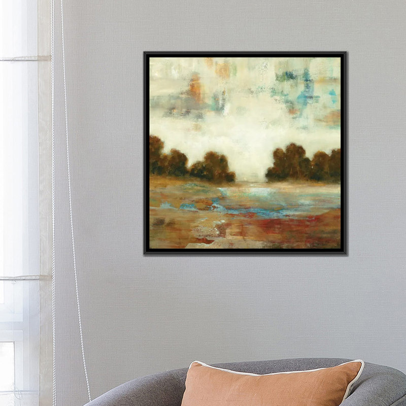 «Layered Scape», reproduction sur toile, H 18 po x l 18 po x P 1,5 po, Toile avec cadre noir, Pas de tapis