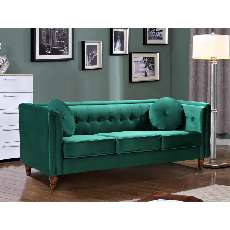 Evendale 80.7'' Velvet Sofa, Green