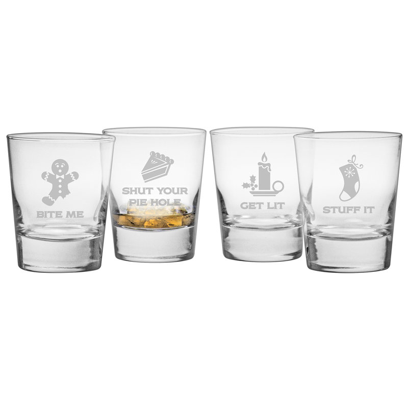 Ensemble de verres de 4 pièces en verre à l’assortiment de crotchety de noël à base de 13 oz