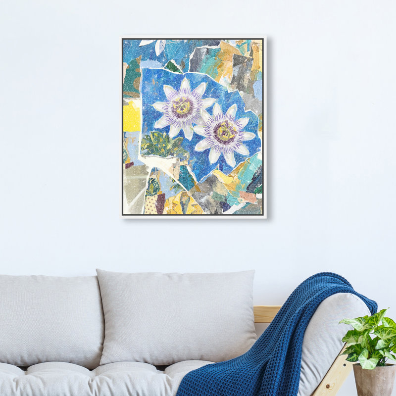Blue Spring Floral & Botanical Canvas Print by Oliver Gal, Black Frame, 16 x 20, 17"H x 21"W, White Floater Frame