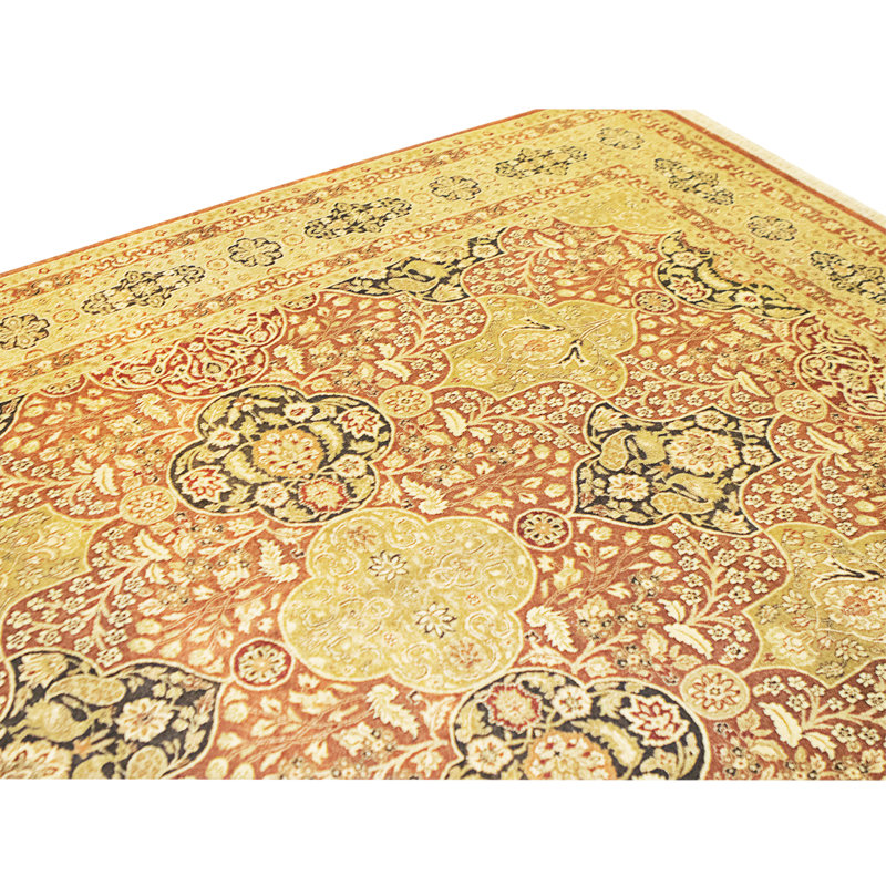 High-Quality Hand-Knotted Rust And Gold Area Rug