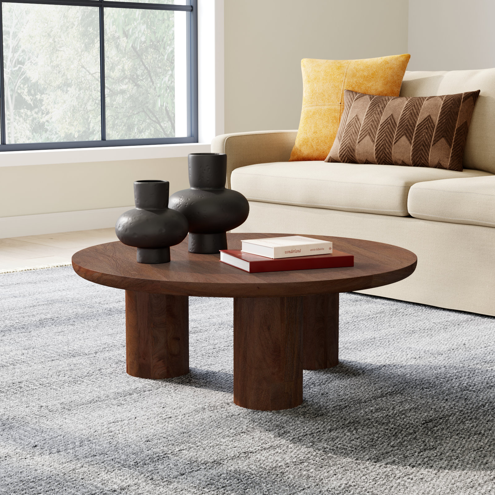 Faustine 36" Coffee Table, Dark Brown