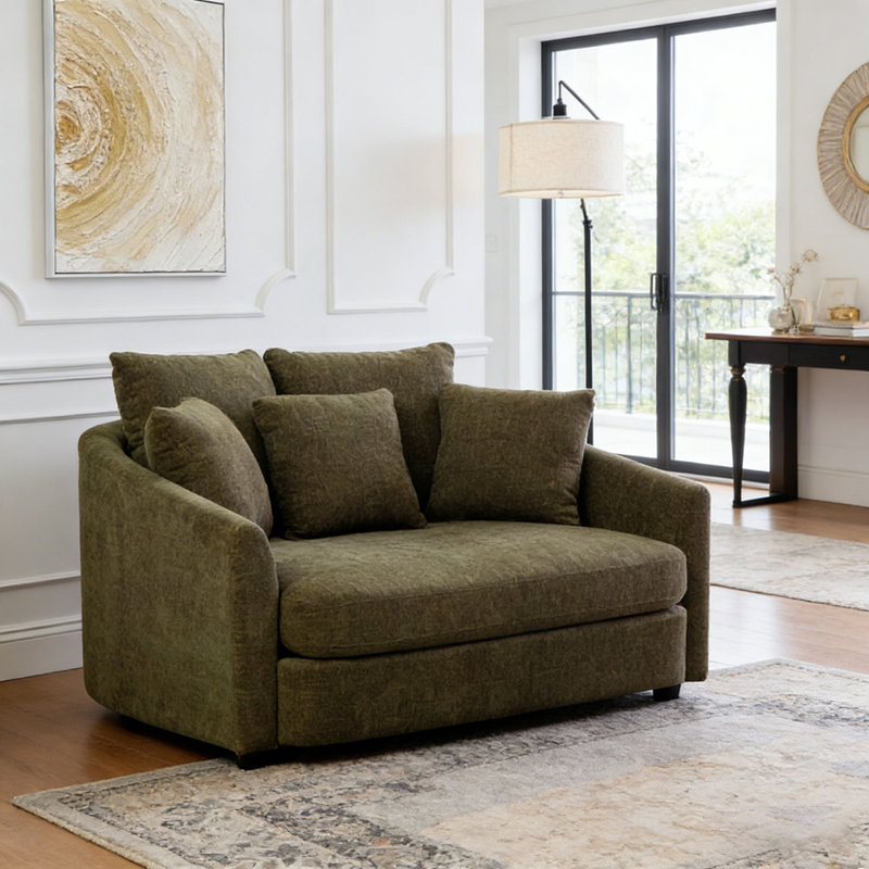 Méridienne rembourrée de 56,3 po de largeur avec coussins, Green