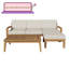Ensemble de canapé d'extérieur en forme de L en bois - Complet avec coussins confortables (teck + coussin beige)