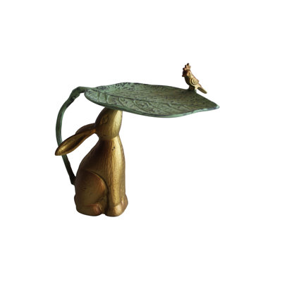 Mangeoire pour oiseaux en forme de lapin / feuille en aluminium Deaken Bunny / Rabbit 14 po x 8 po x H 13 po