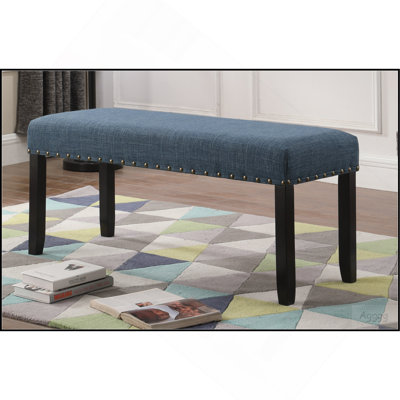 Biony Fabric Dining Bench with Nailhead Trim, Blue