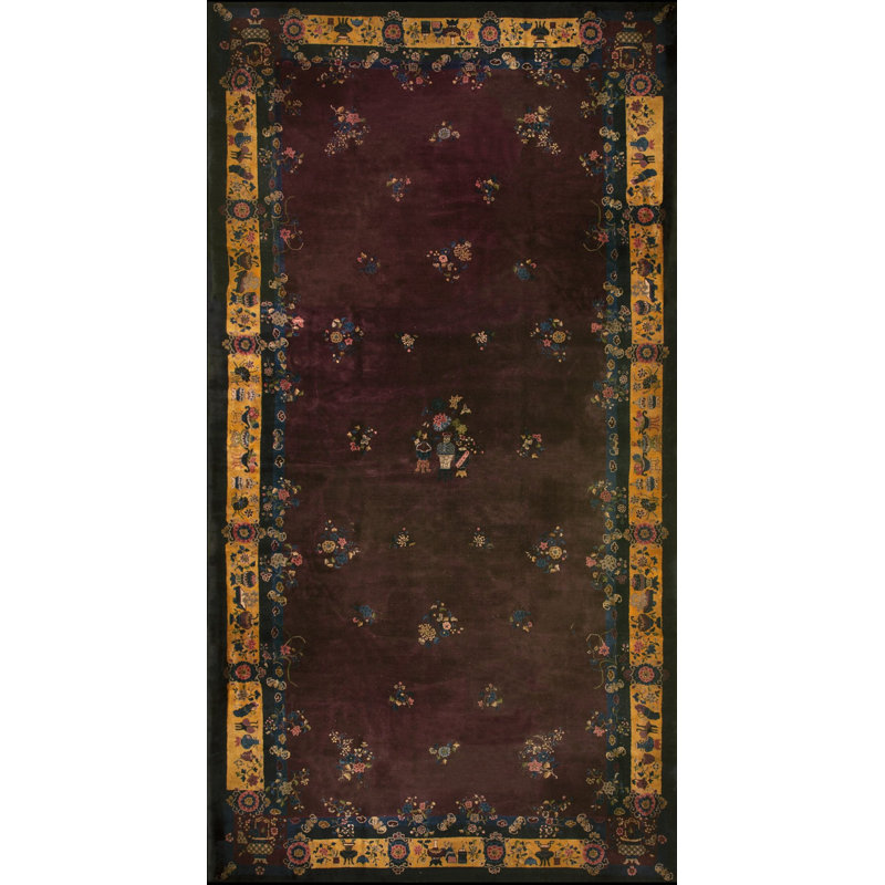 Hand Knotted Wool Area Rug in Purple