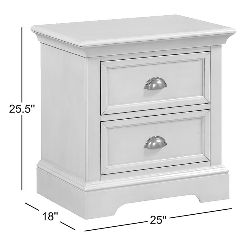 Table de chevet 2 tiroirs Huey, Gris clair