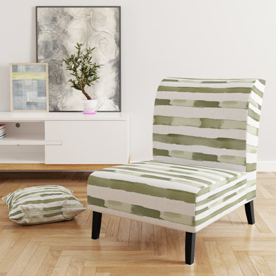 Fauteuil de chambre rayé vert et blanc