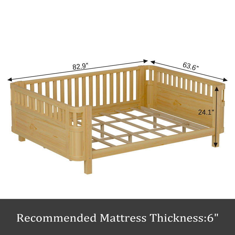 Queen Size Wood Platform Bed, Natural