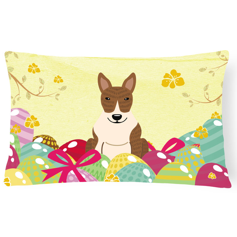 Coussin lombaire rectangulaire terrier pâques œufs